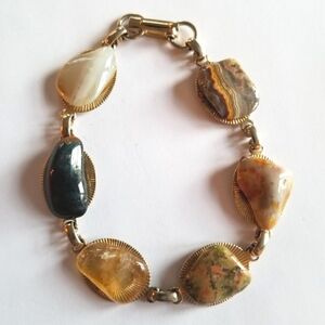 Vintage stones bracelet gold tone rock collection boho southwestern